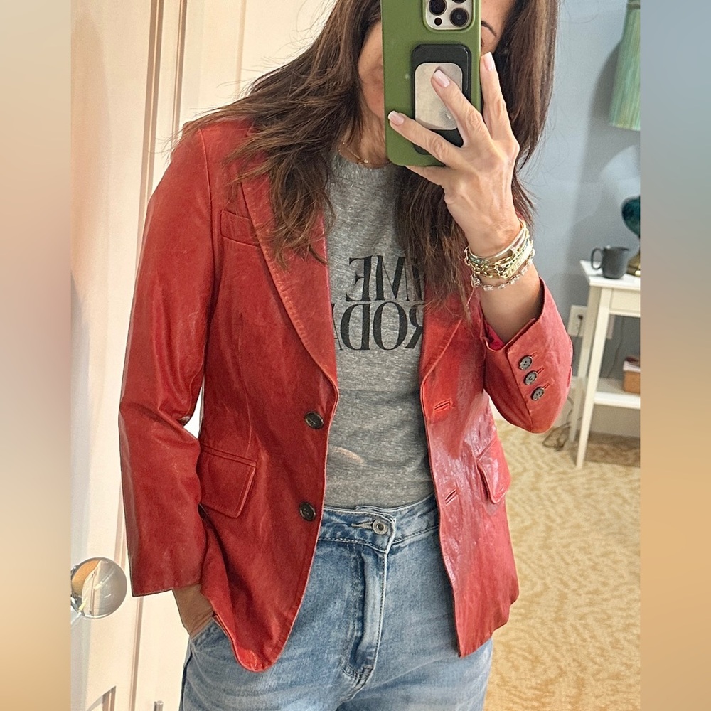 Elizabeth & James red leather blazer.